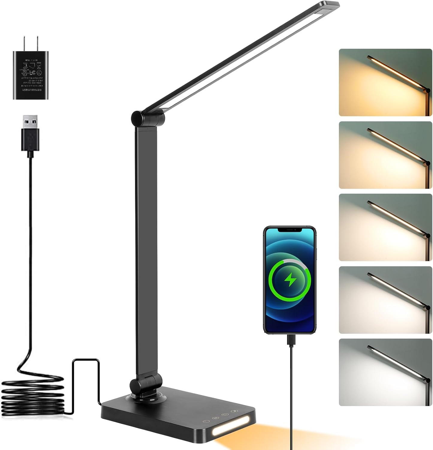 Detalle de Dott Arts DL-701 LED Desk Lamp with 5 Color Modes and USB-A/C Ports