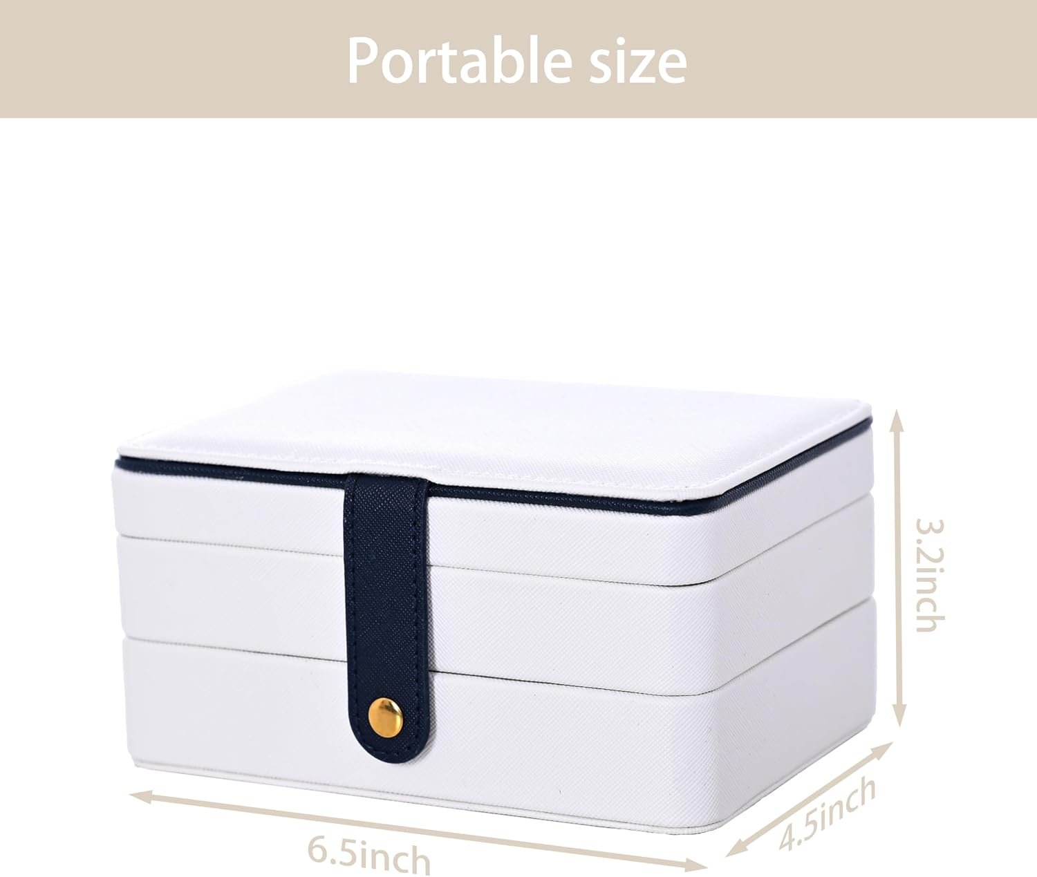 Detalle de Jewelry Box 3-Layer Leather Travel Organiser – White