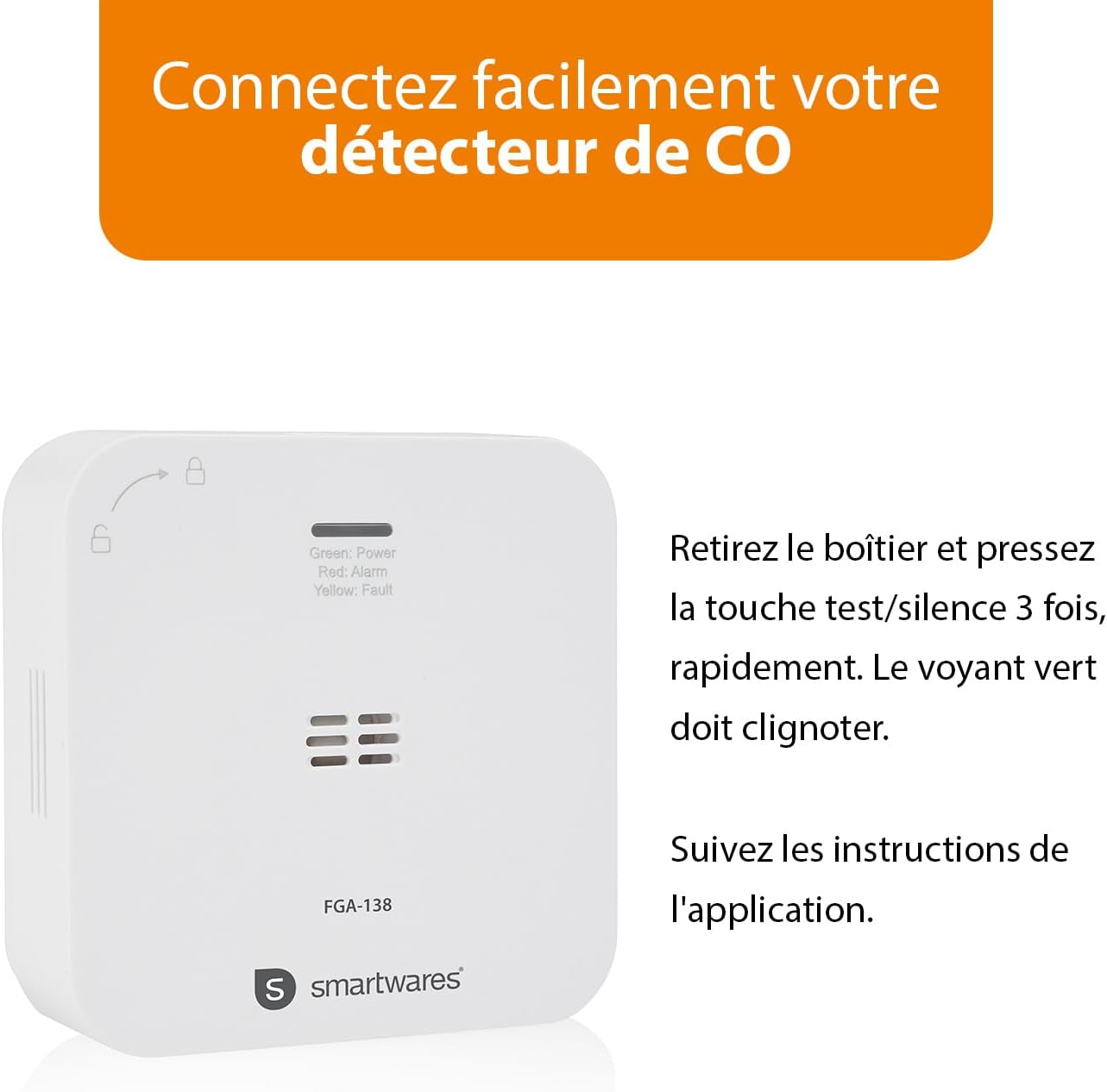 Thumbnail 5 de Smartwares Détecteur de CO connecté — 85 dB, capteur 10 ans, notifications via app