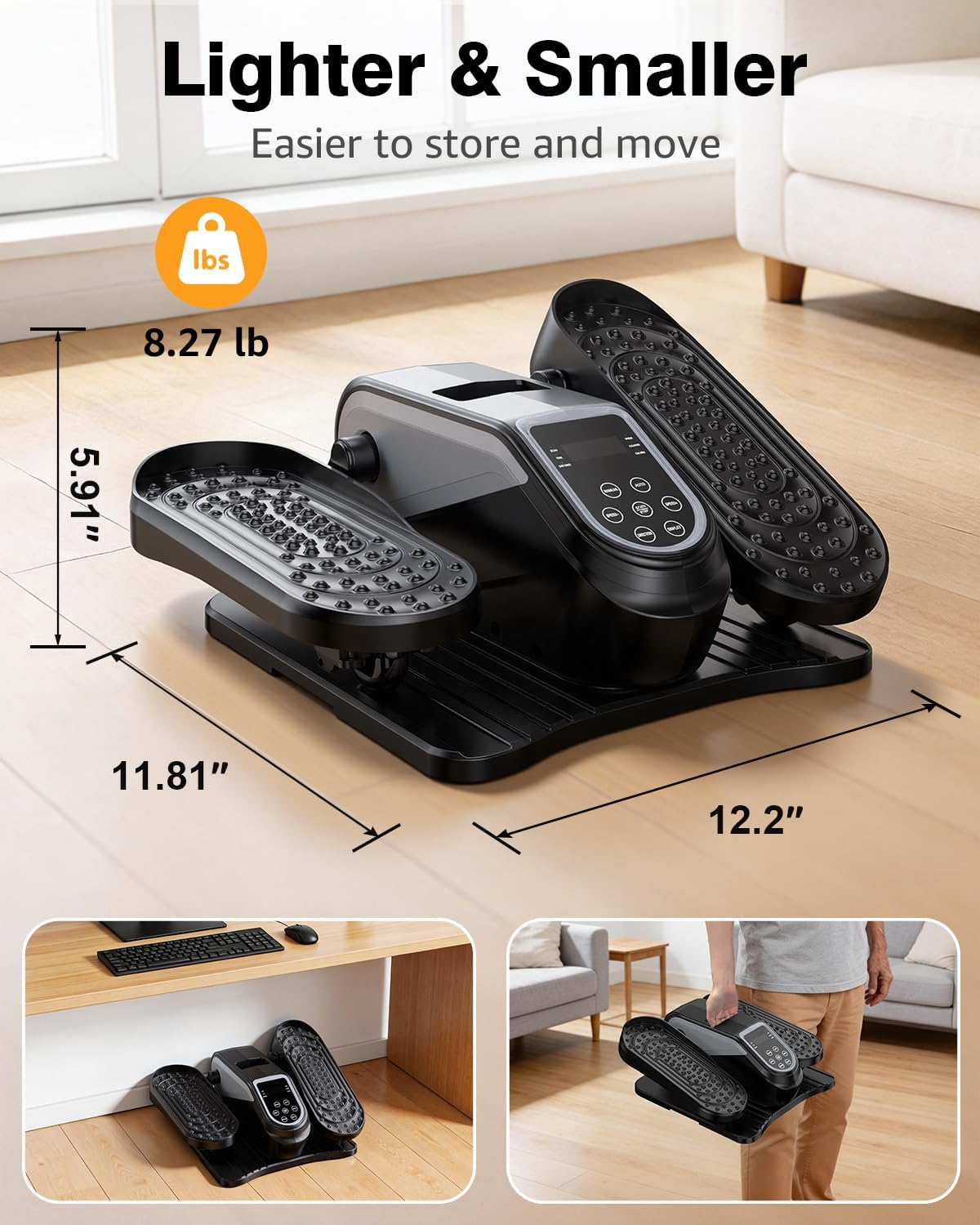 Detalle de VIVURN 023 Under-Desk Elliptical, 12 Speeds, Remote and LCD Display