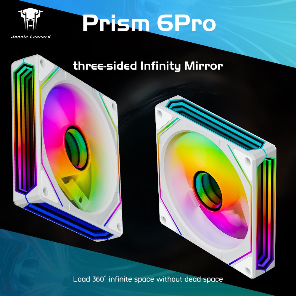 Detalle 2 de TZMRIT Prism 6 Pro 120 mm RGB-Lüfter mit drei „Infinity Mirror“-Seitenlicht (ARGB 5V 3-Pin, PWM 4-Pin)