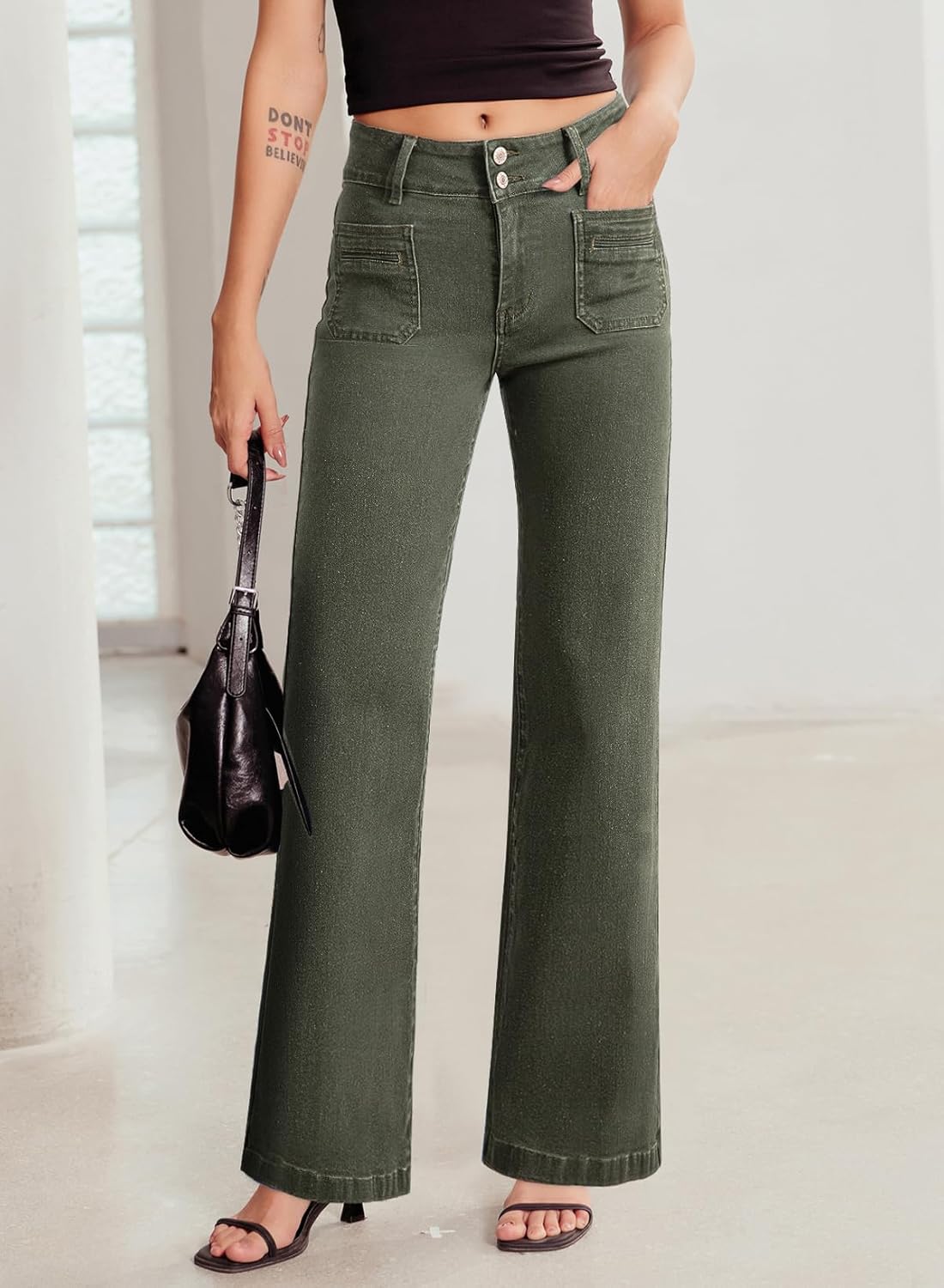 Thumbnail 5 de SIDEFEEL Women’s High-Waisted Wide Leg Jeans with Tummy Control & Front Pockets