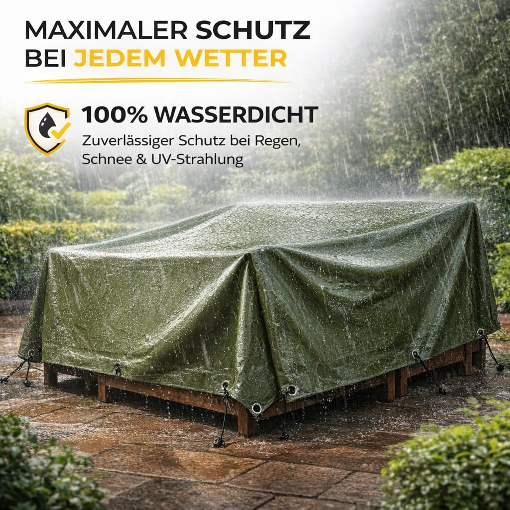 Thumbnail 2 de Telone di copertura toolmate 2 x 2 m verde con occhielli, impermeabile 200 g/m²