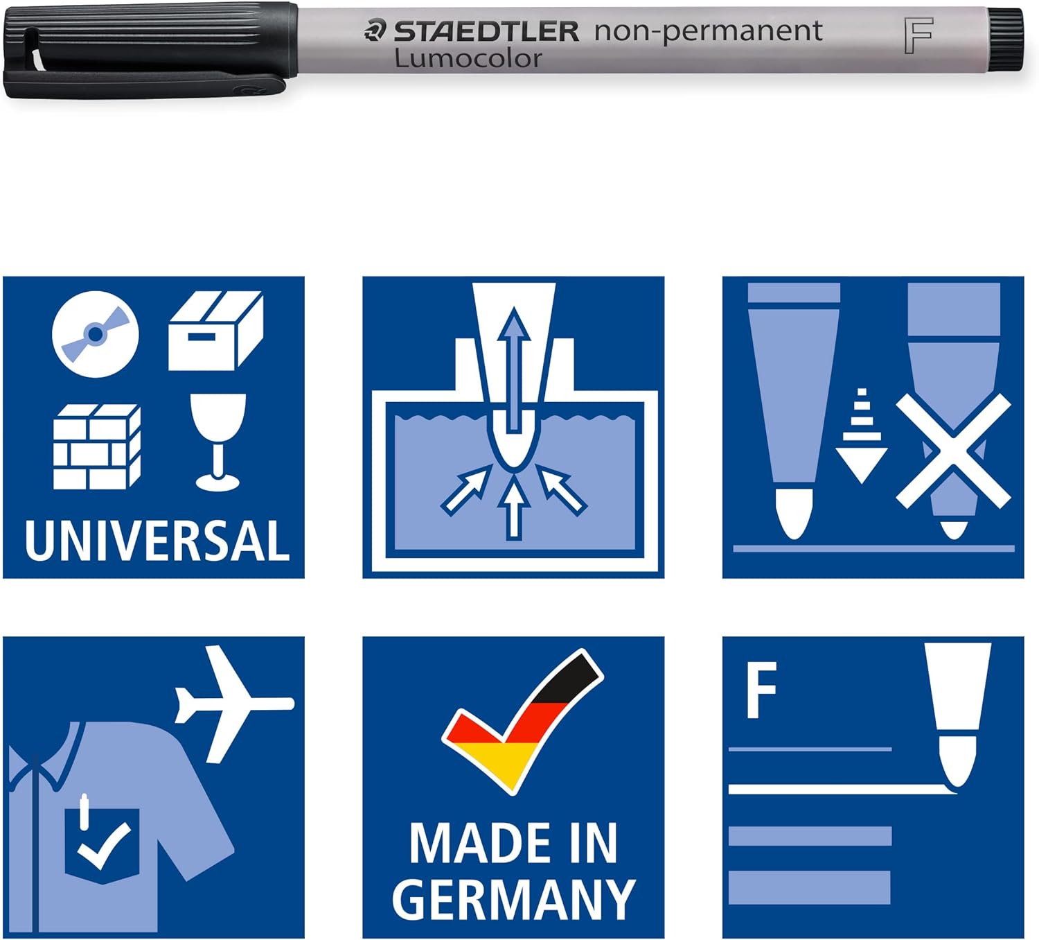 Detalle de Staedtler Feutre Lumocolor non-permanent – kit de 5 feutres noirs (F 0,6 mm), rechargeables