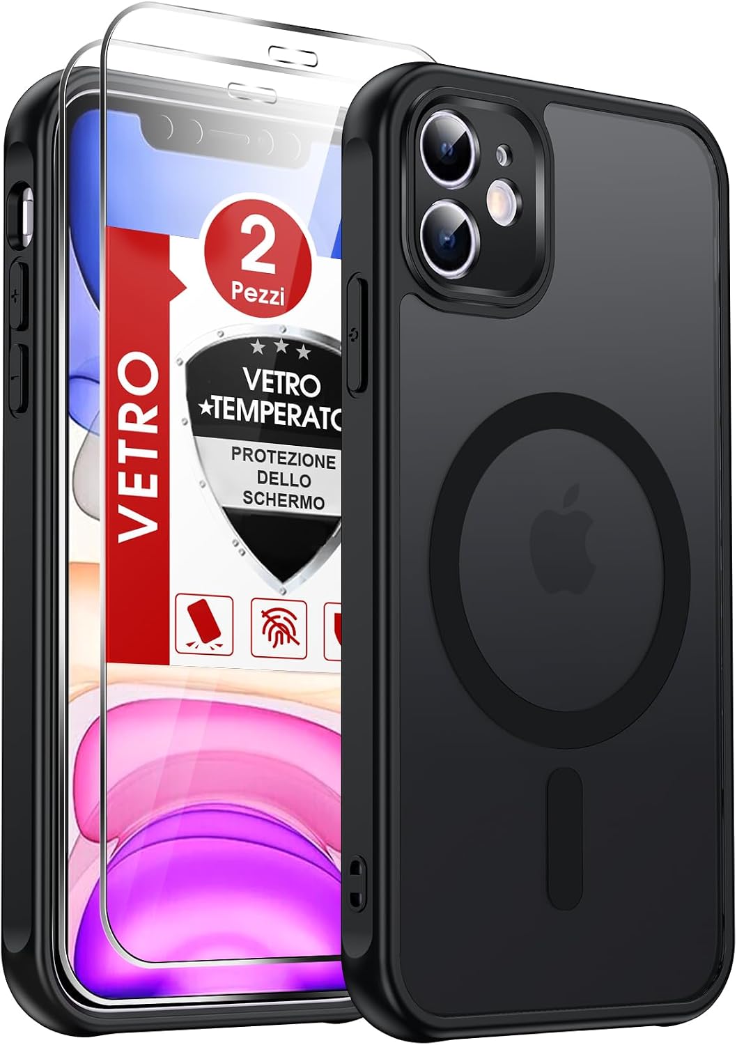Detalle de LeYi Cover Magnetica per iPhone 11 con Vetro Temperato – Traslucida Opaca, Anti-Impronte e Antiurto