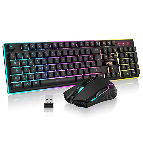 Detalle de RedThunder K10: Tastiera e Mouse da Gioco Wireless con Retroilluminazione RGB e Batteria Dura 3800 mAh