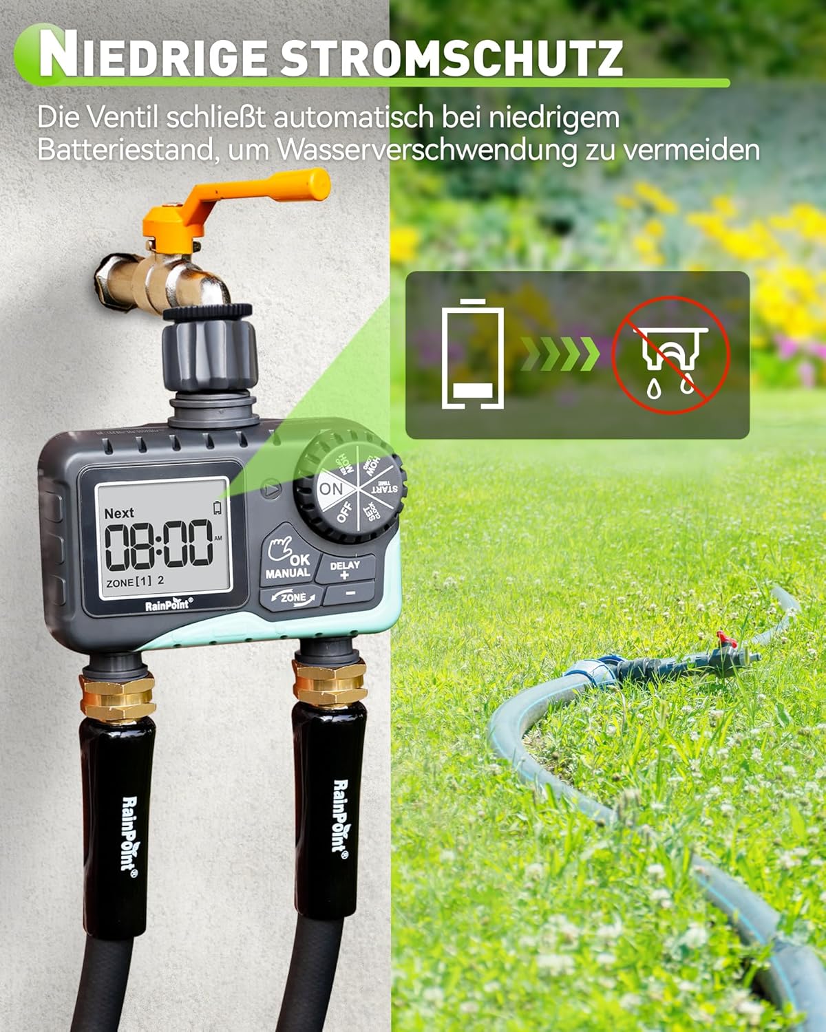 Thumbnail 5 de RAINPOINT Bewässerungscomputer mit 2 Ausgängen (IP65) und Regennachhaltigkeit