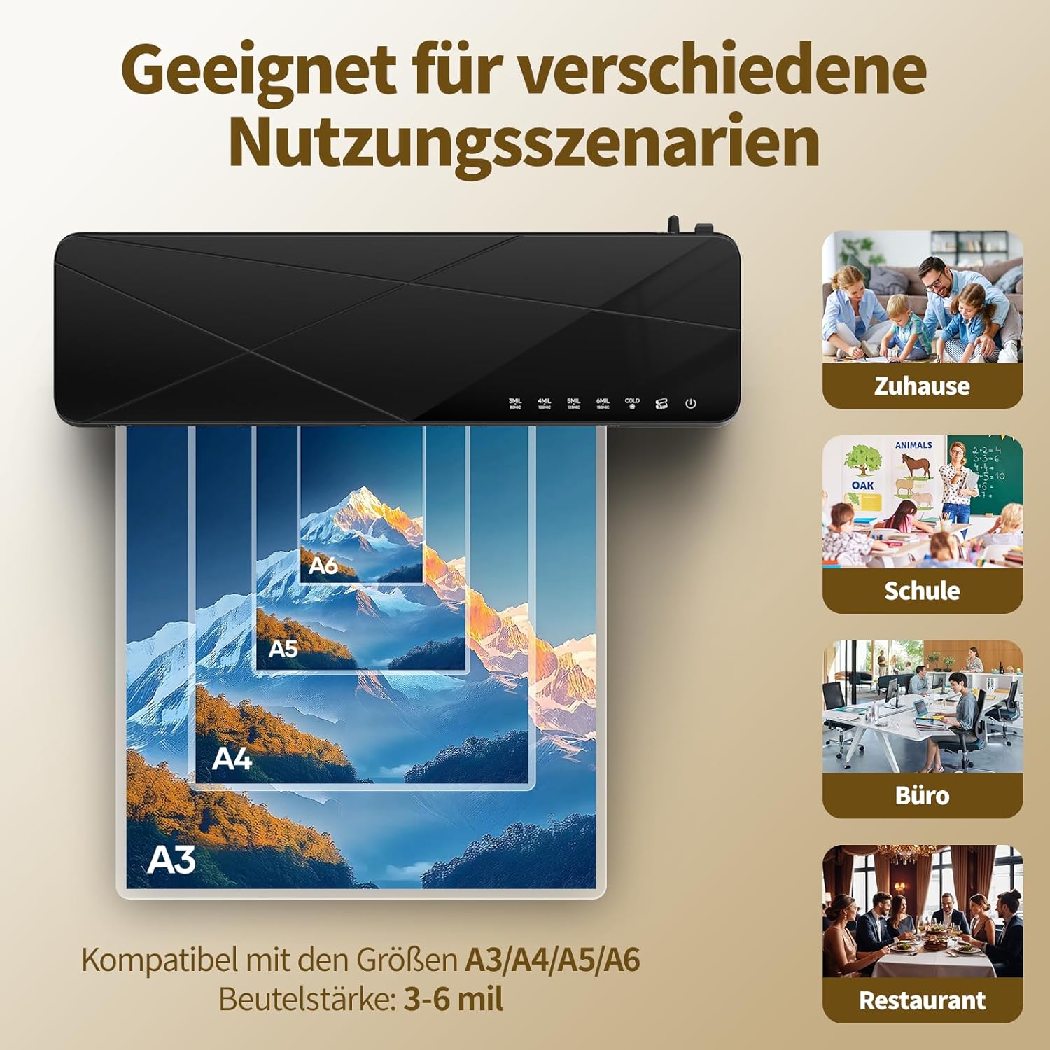 Thumbnail 5 de Crenova Laminiergerät A3 mit Touchscreen – Heiß- und Kaltlaminierung für A3/A4/A5/A6 (black)