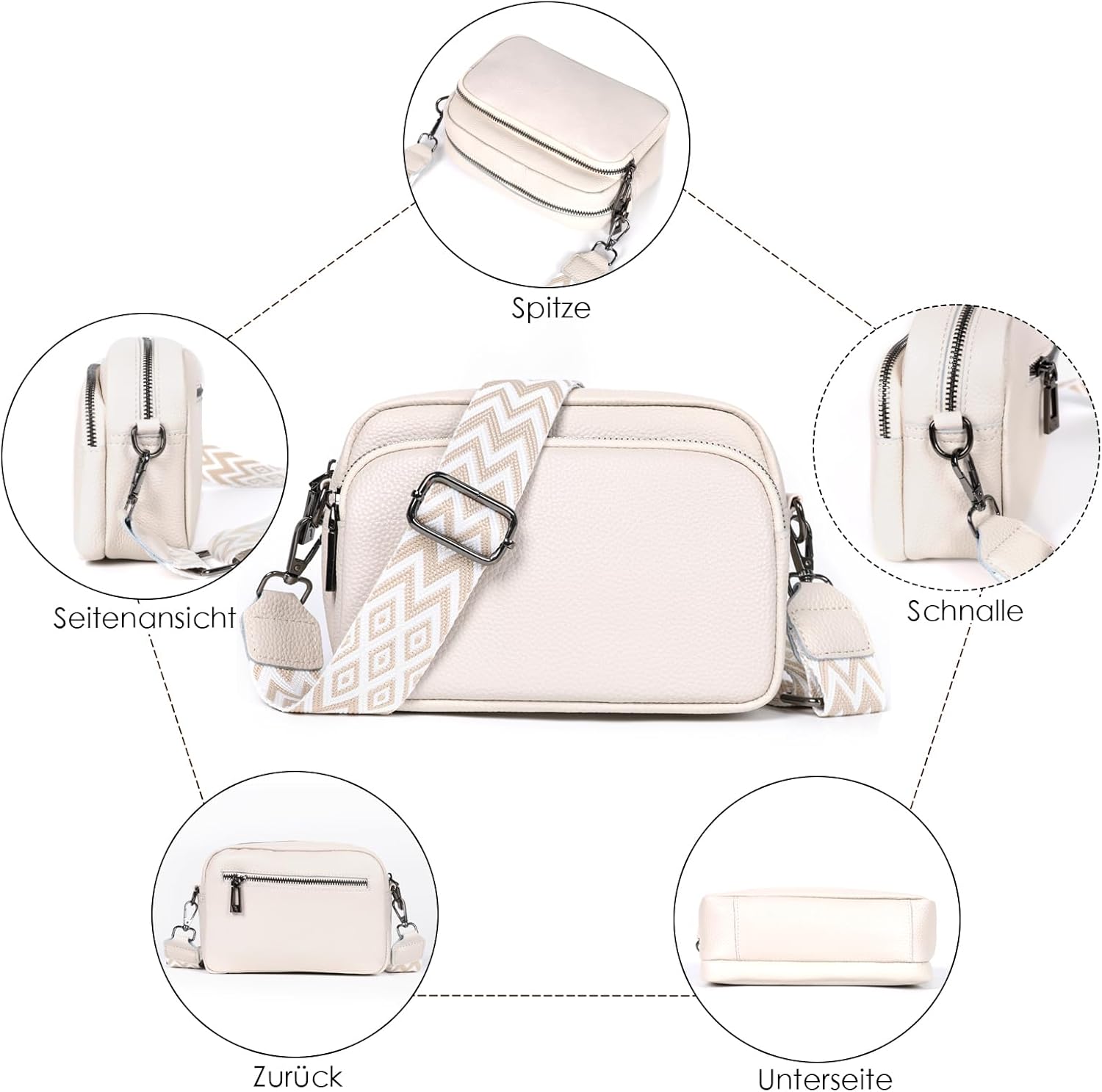 Thumbnail 5 de TANTOMI Umhängetasche Damen Klein – Crossbody Bag mit breitem Schultergurt für Handy, Schlüssel & Co.