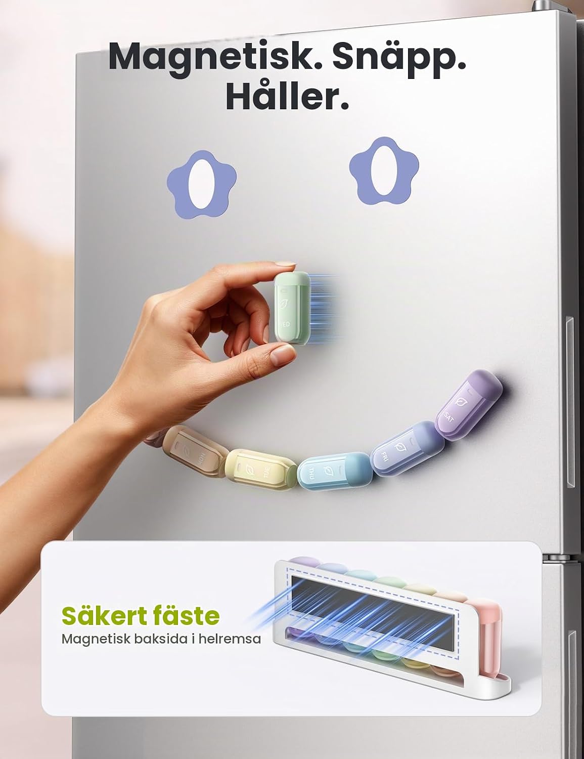 Detalle de Ideerfit magnetisk pillerask för 7 dagar med avtagbara dagsaskar