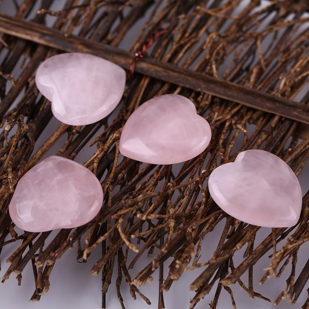 Thumbnail 5 de Roze kwarts hartstenen, 4 stuks – gepolijst decor en Reiki