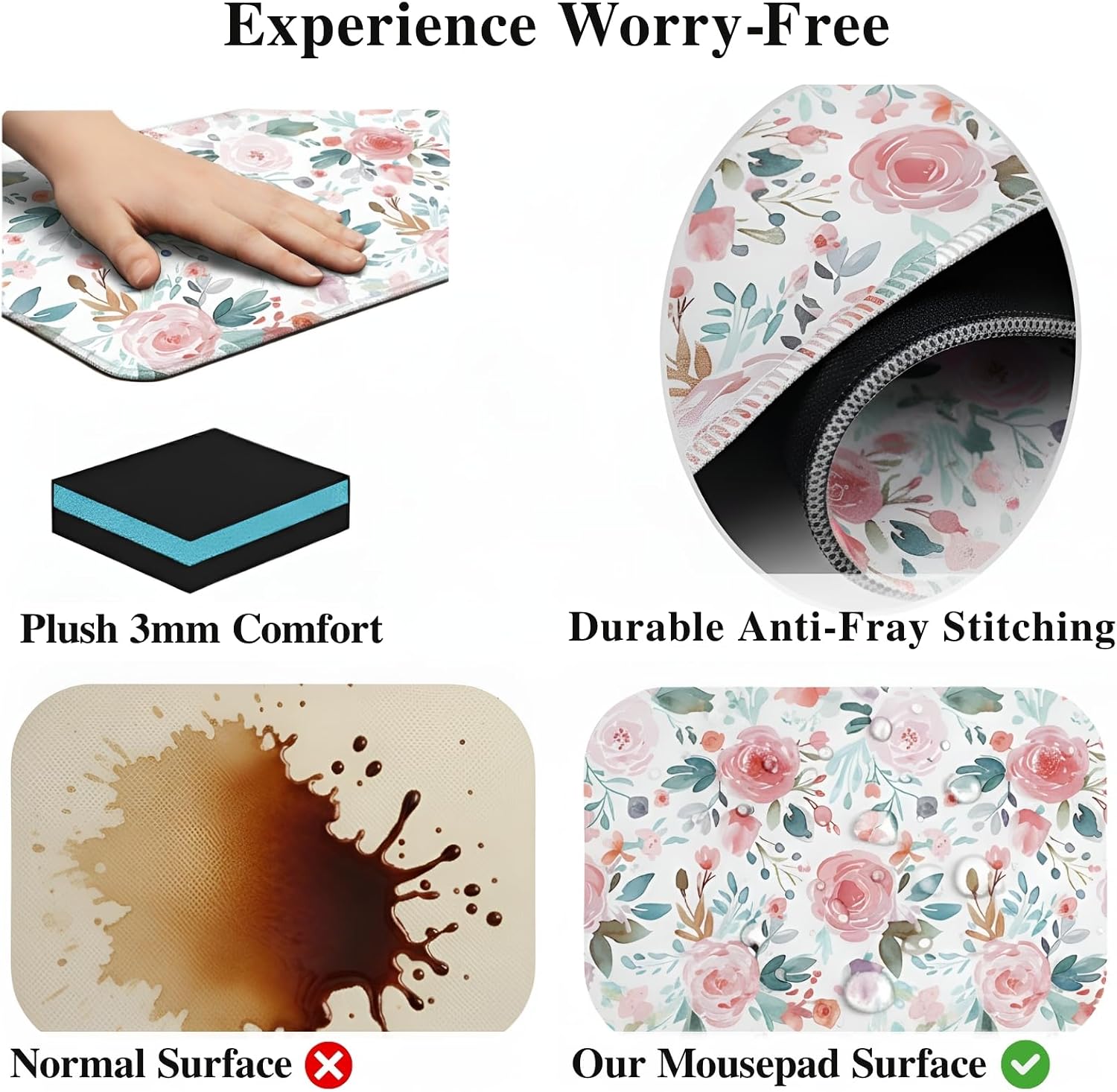 Detalle de XXL Floral Gaming Mouse Pad 47.2 x 23.6 Inch