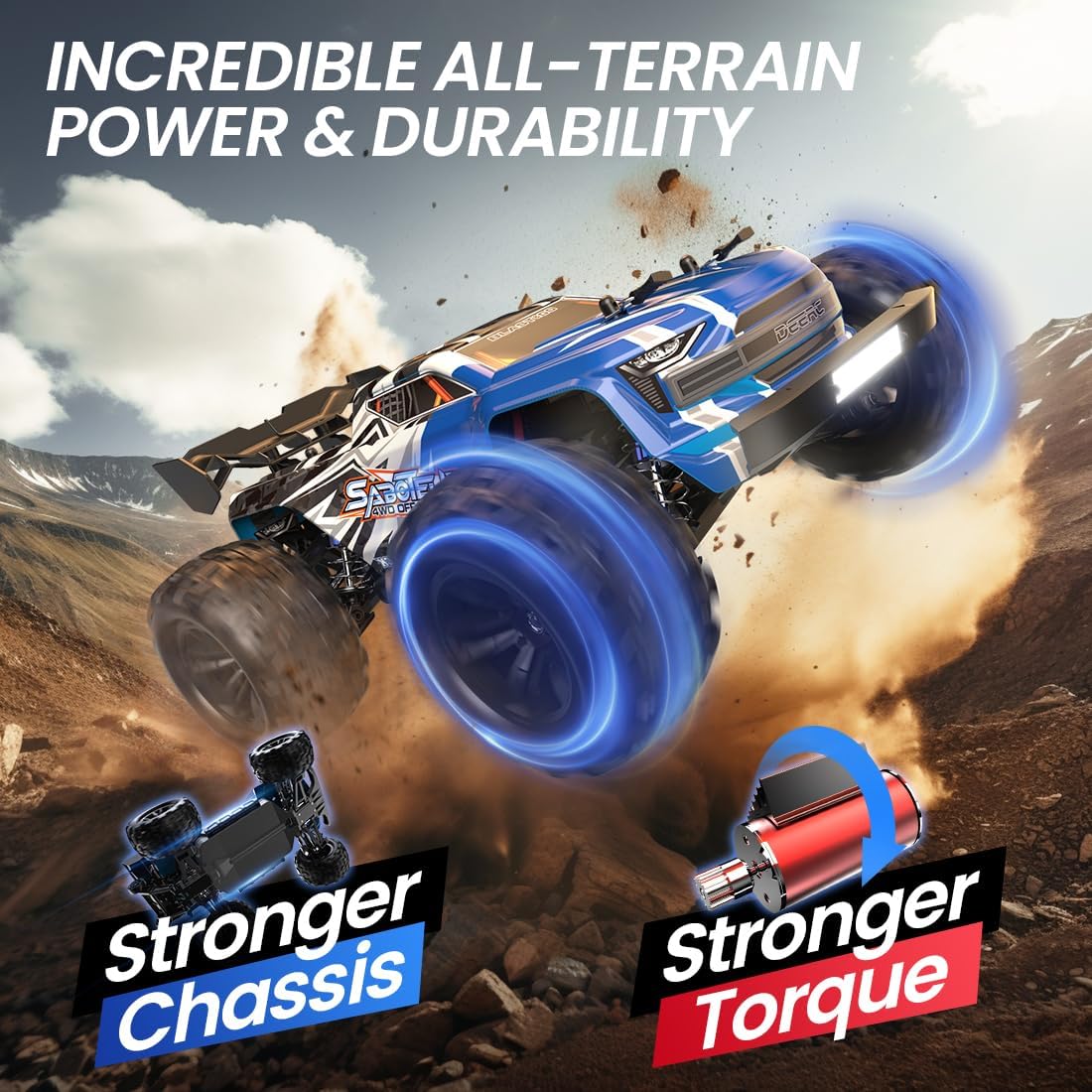 Thumbnail 6 de DEERC Brushless Extreme High Speed RC Truck 1:16 4X4 RTR (2 batteries) – off-road monster truck for adults
