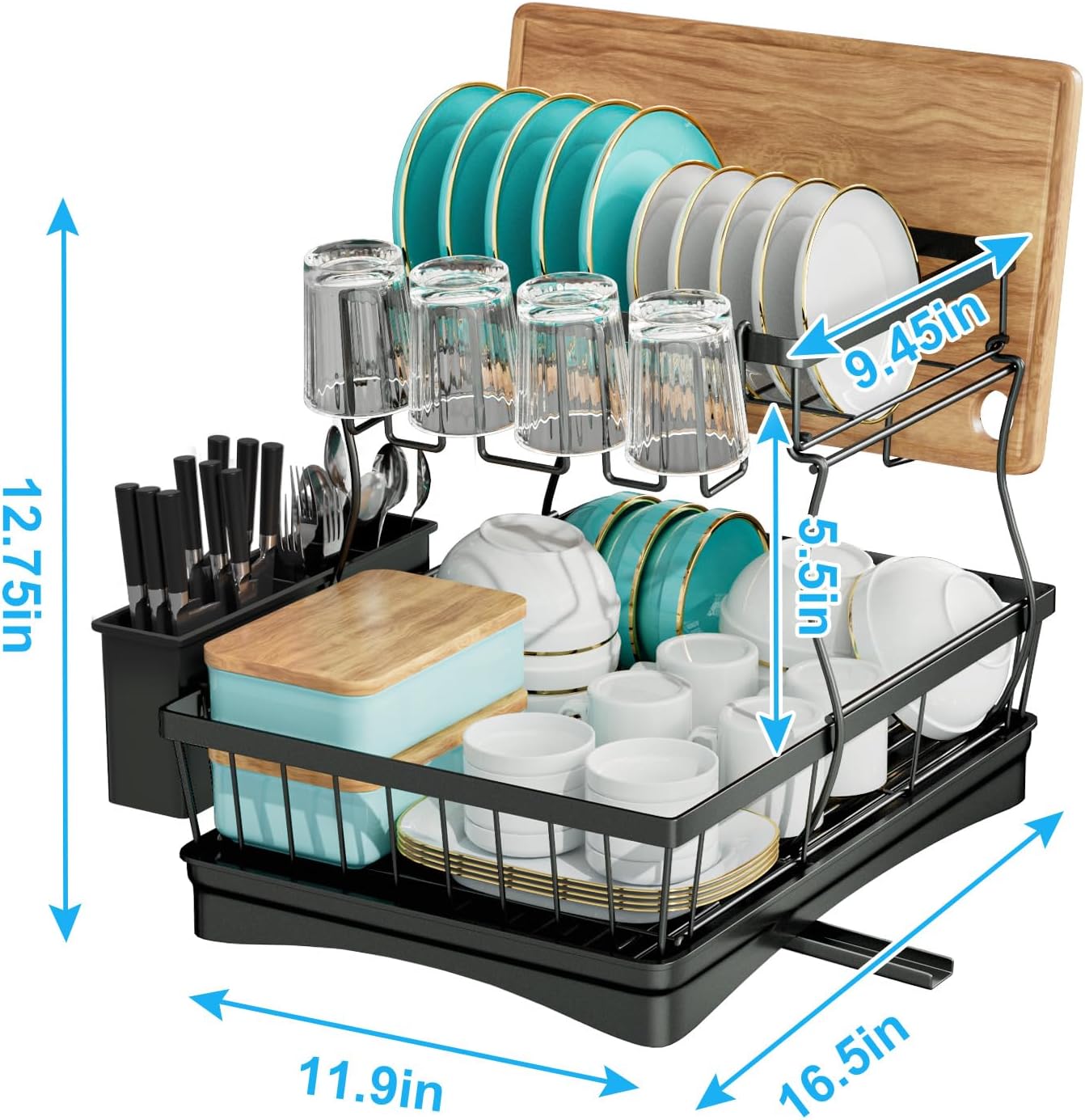Thumbnail 2 de 7 code Large Dish Drying Rack — 2-Tier Dish Drainer 🍽