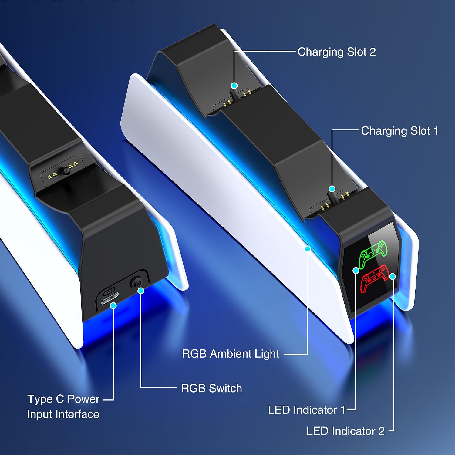 Thumbnail 6 de PS5 controller charger station for DualSense