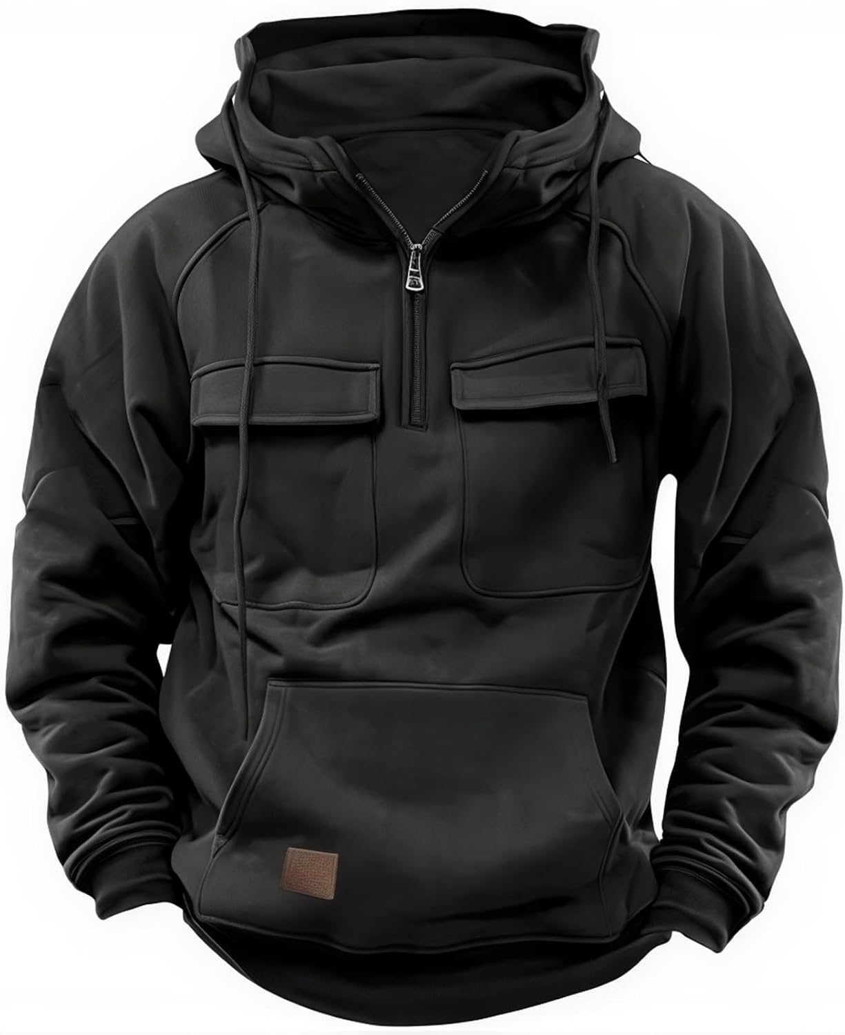 Detalle de CLOAKA Cargo Pullover Sweatshirt Herren – Tactical Hoodie mit 1/4 Reißverschluss