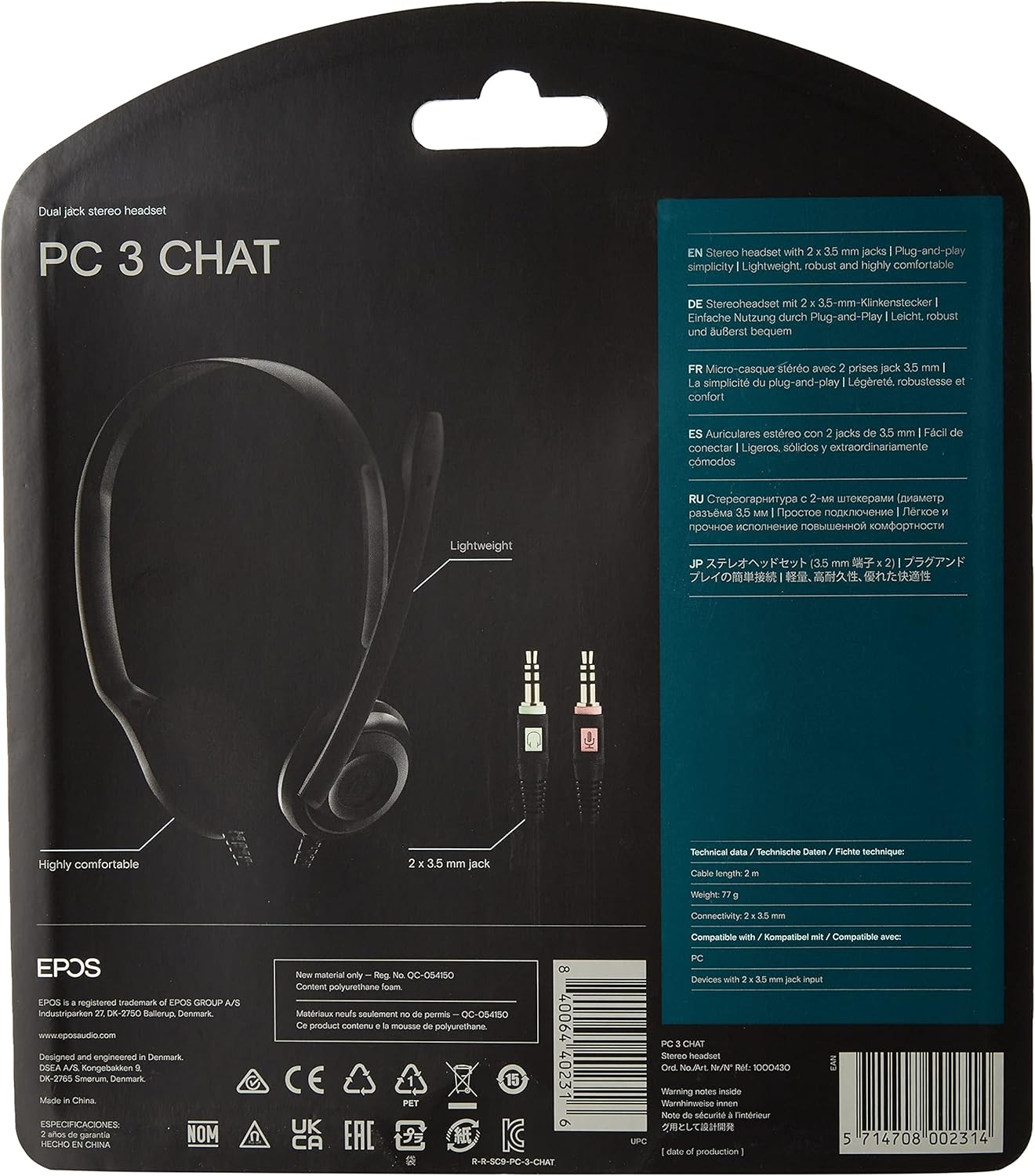 Thumbnail 1 de Sennheiser PC 3 Chat wired on-ear headset with noise-cancelling microphone