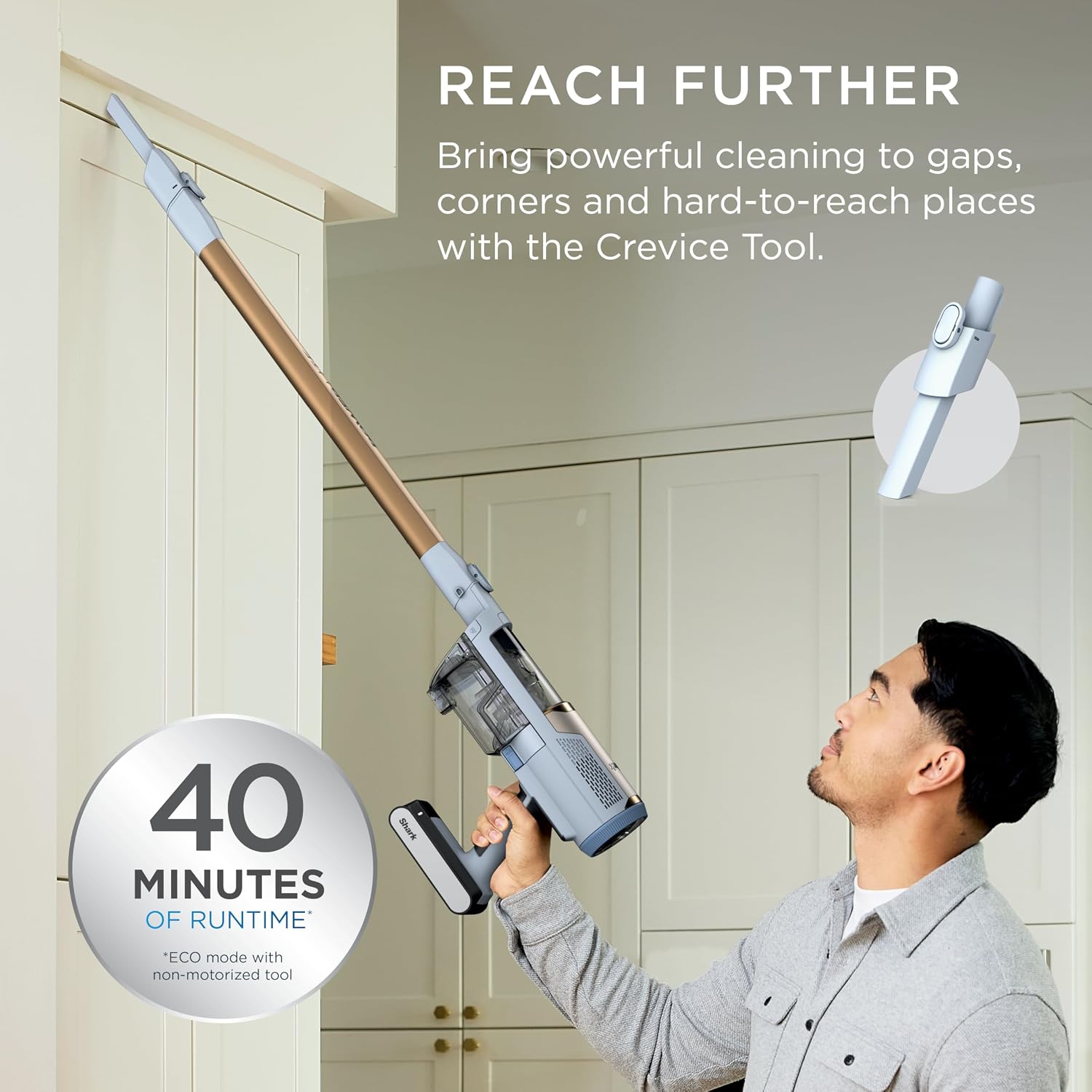 Detalle de Shark BU1621C PowerLite Cordless Stick Vacuum with FloorDetect and LED Headlights