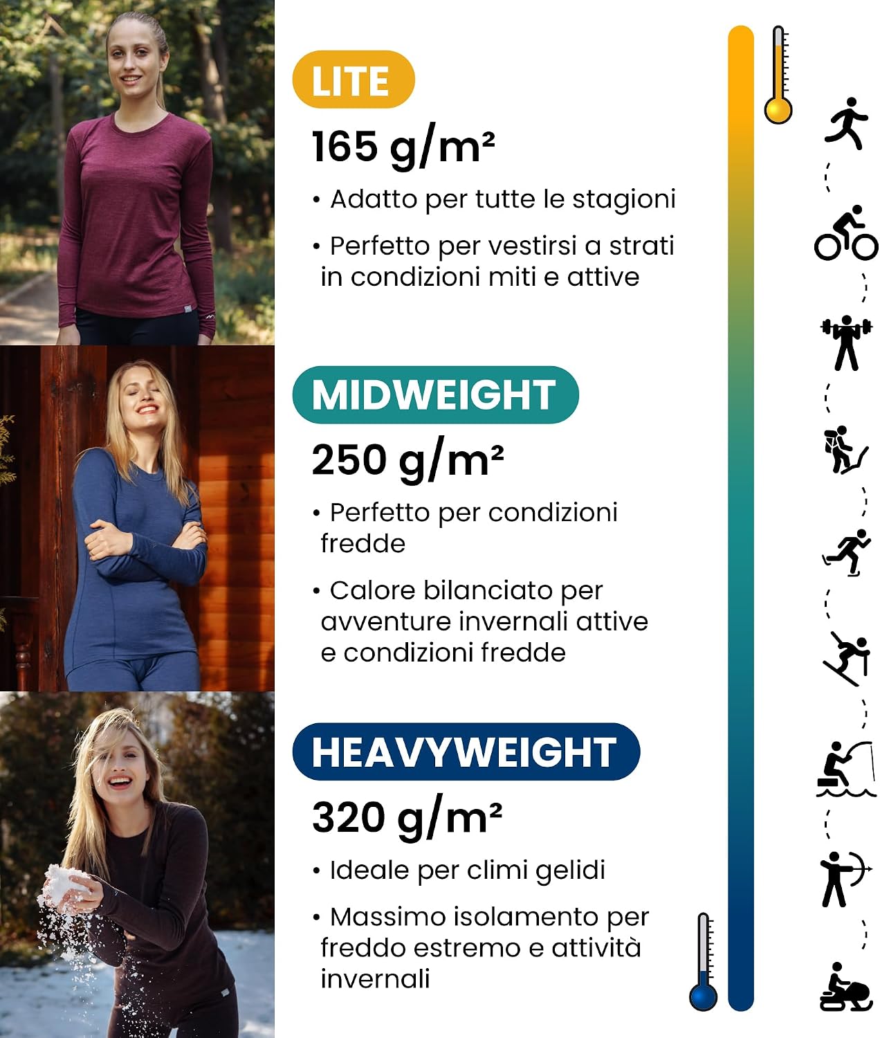 Detalle de Merino.tech Maglia termica donna lana merino