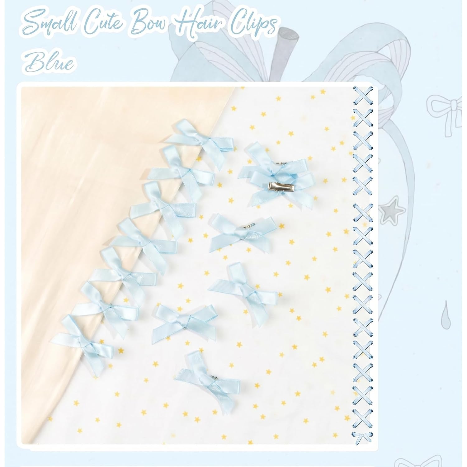 Detalle 2 de CÉLLOT Baby Blue Bow Hair Clips, 20-Piece Set