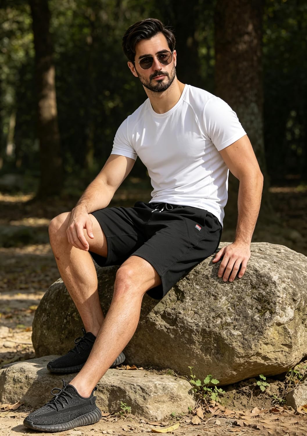 Thumbnail 2 de JustSun Men's Casual Sports Jogger Shorts with Elastic Waist and Zipper Pockets