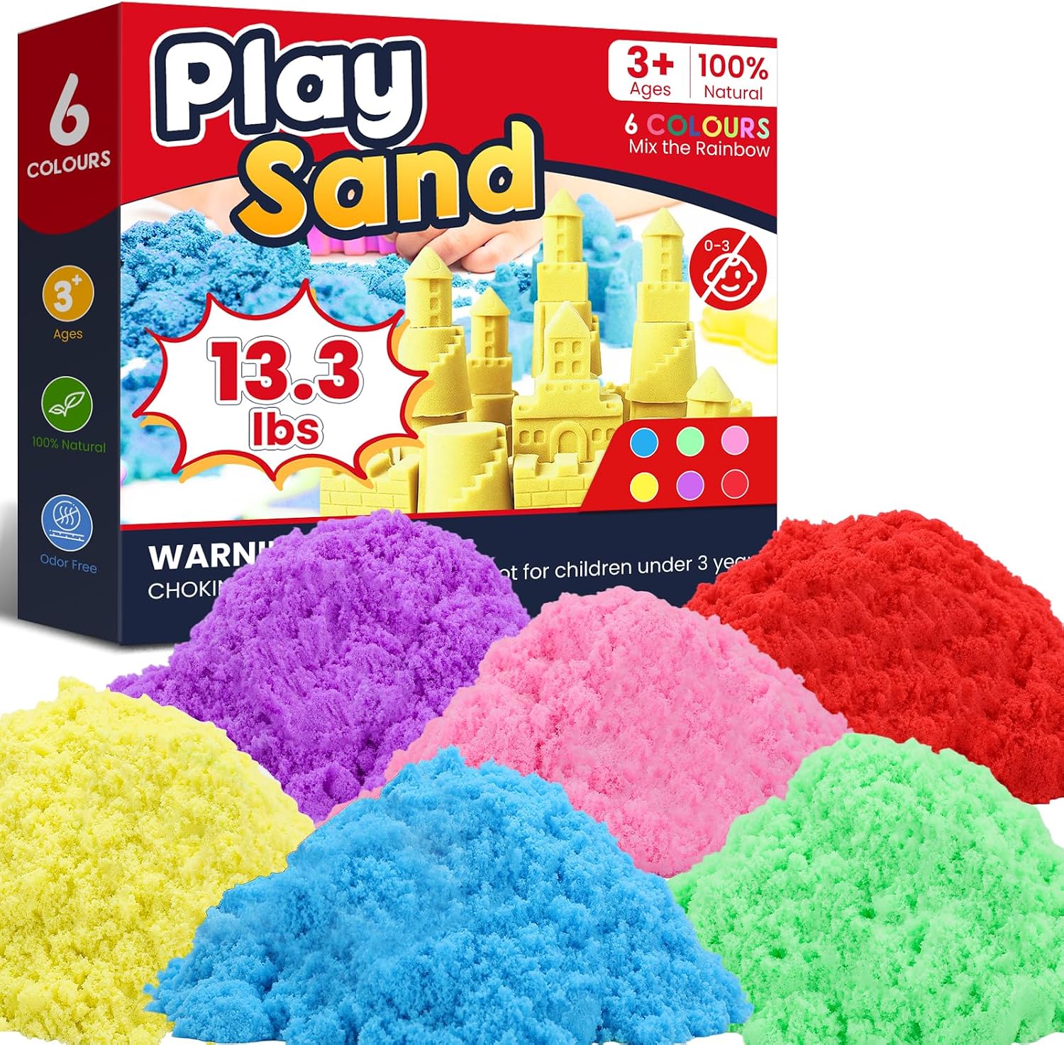 Detalle de FURWEY 13.3 Play Sand, 6-Color Sensory Sand for Kids