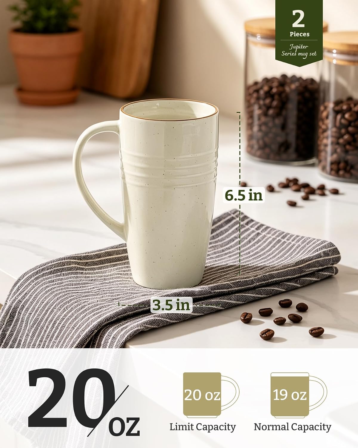 Detalle 2 de Famiware Ceramic Coffee Mug Set, 20 oz