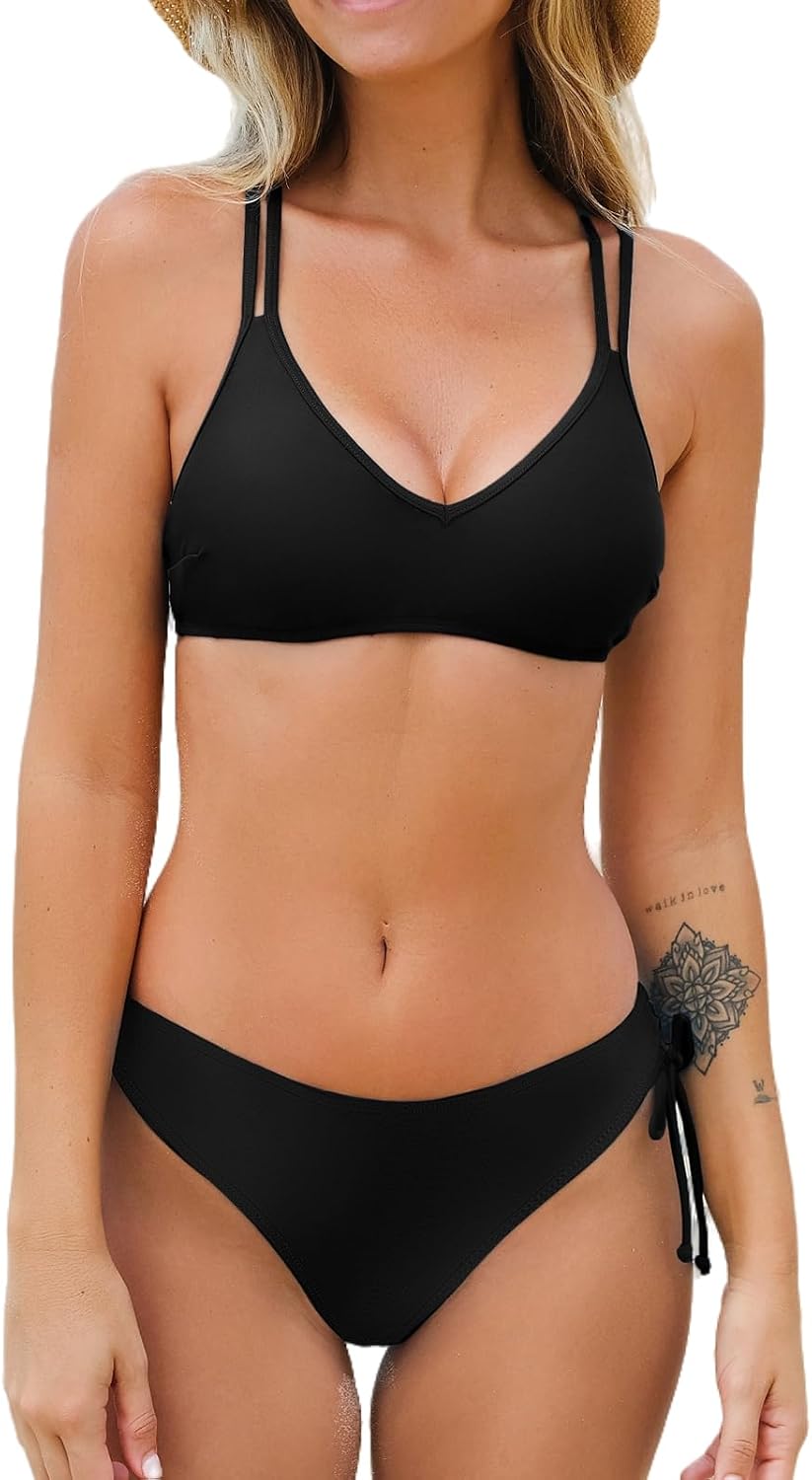 Detalle de CUPSHE Costume da bagno due pezzi con spalline incrociate