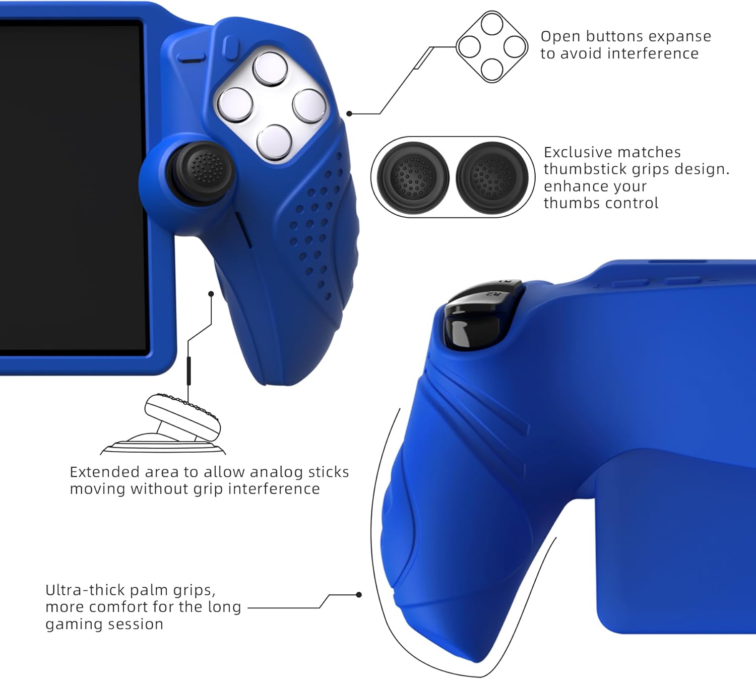 Detalle 2 de PlayVital Guardian Edition Silicone Protective Case for PS Portal (Blue)