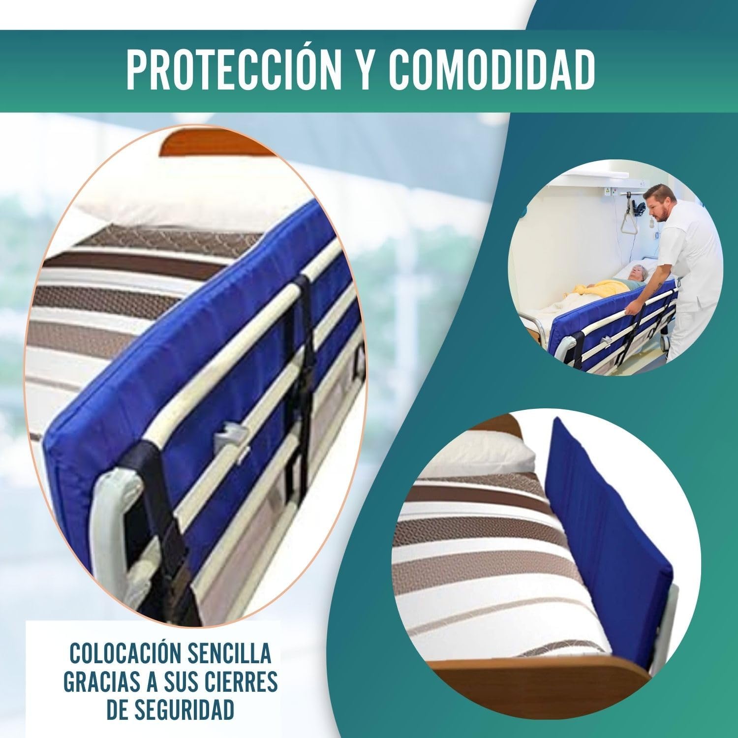 Thumbnail 6 de OrtoPrime Protezione per letto con barriera imbottita per ringhiere (barra non inclusa) – 160 x 40 cm