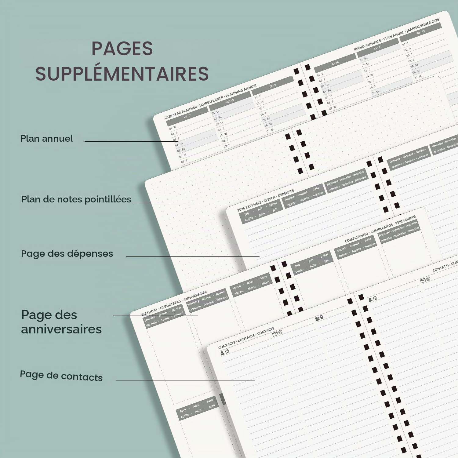 Detalle de POPRUN 27-AW6LO7-PE weekagenda 2026-2027, verticaal uurrooster, paars