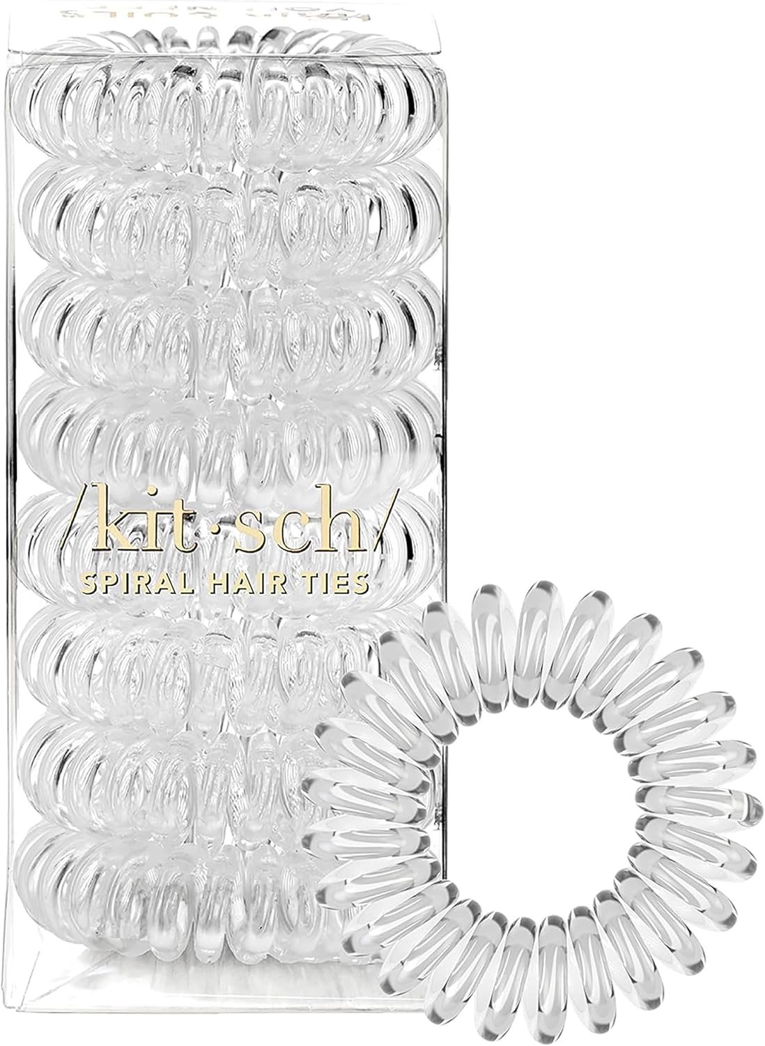Detalle de Kitsch Spiral Hair Ties, Clear Plastic Coils, 4-Pack