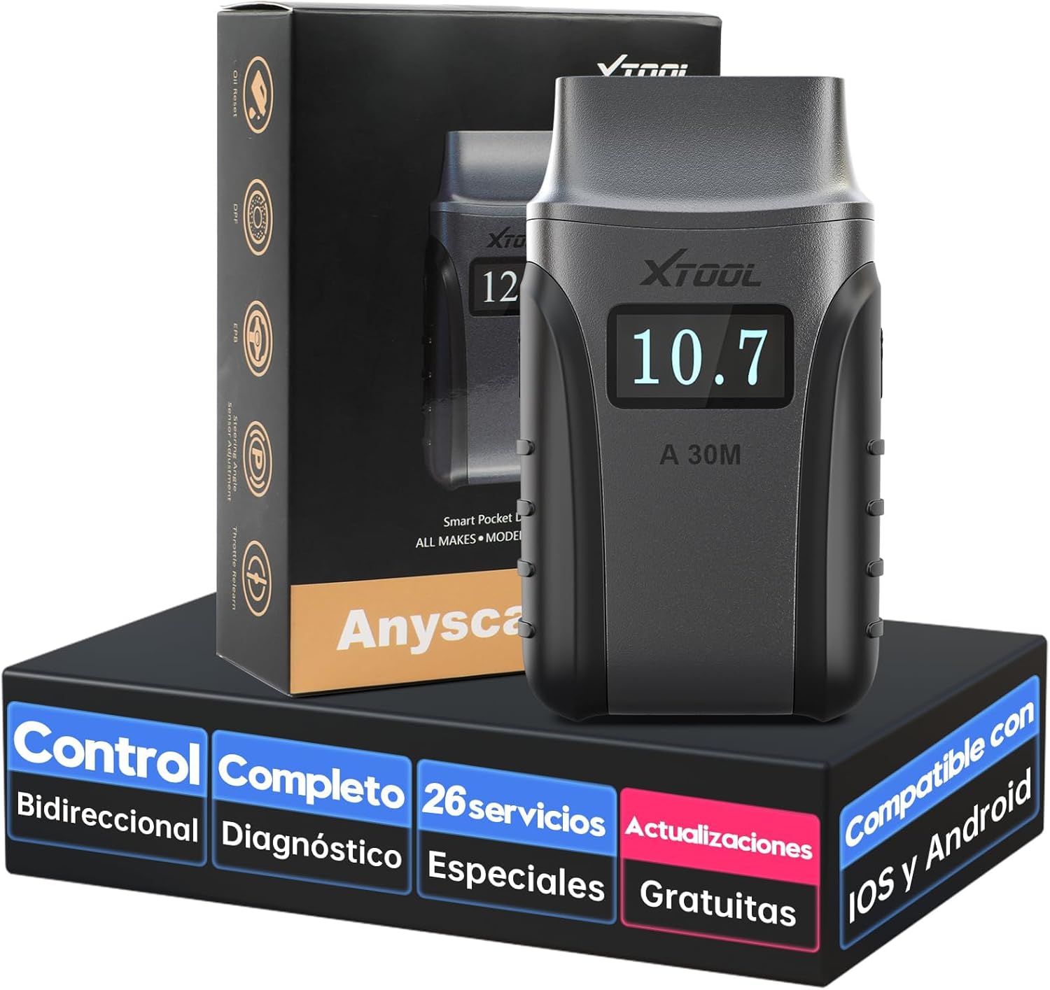 Detalle de XTOOL Anyscan A30M OBD2 diagnóstico 26 servicios