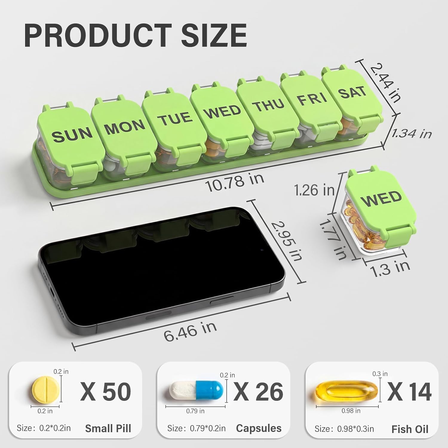 Thumbnail 1 de Yaklim 7 Day Portable Pill Organizer Case - 7 Compartments