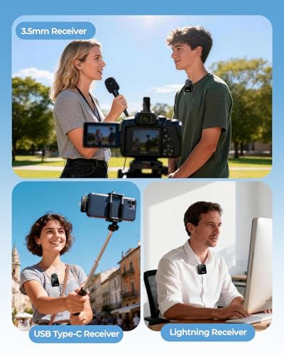 Thumbnail 4 de PQRQP 3-in-1 Wireless Mini Microphone for iPhone, Android, and Camera – Soot Black