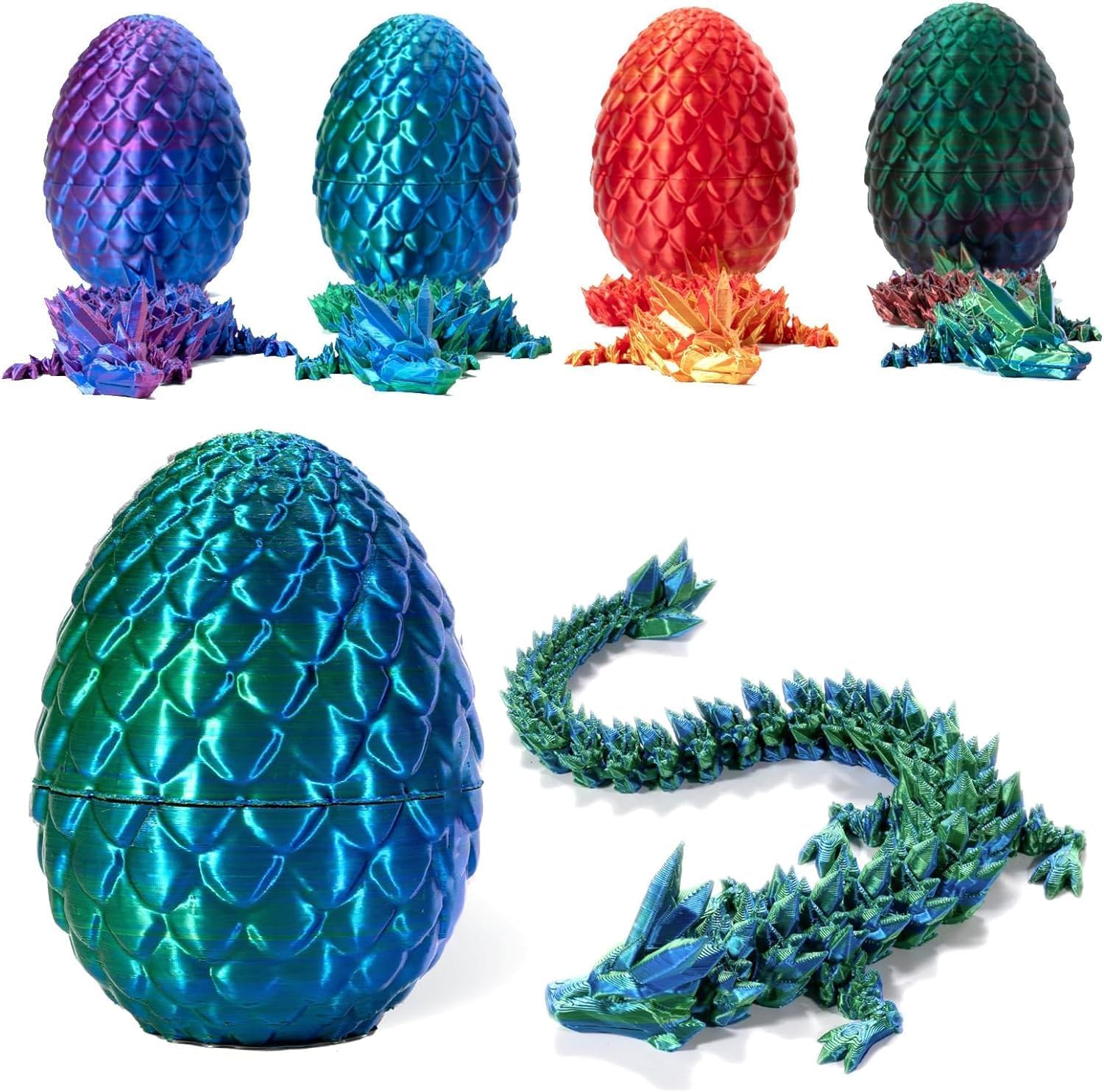 Detalle de YILCER 12" 3D Printed Dragon Egg & Reinforced Dragon Joints (Laser Purple) — drop-proof fidget toy