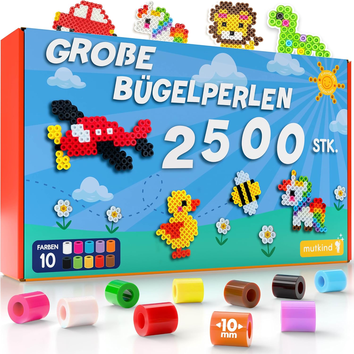 Detalle de MUTKIND 2500x Bügelperlen Groß 10mm – XL Set
