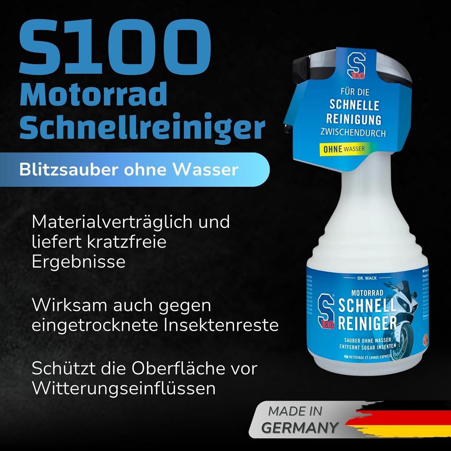 Thumbnail 1 de DR. WACK S100 Motorrad Schnellreiniger 500 ml – schnelle Reinigung ohne Wasser