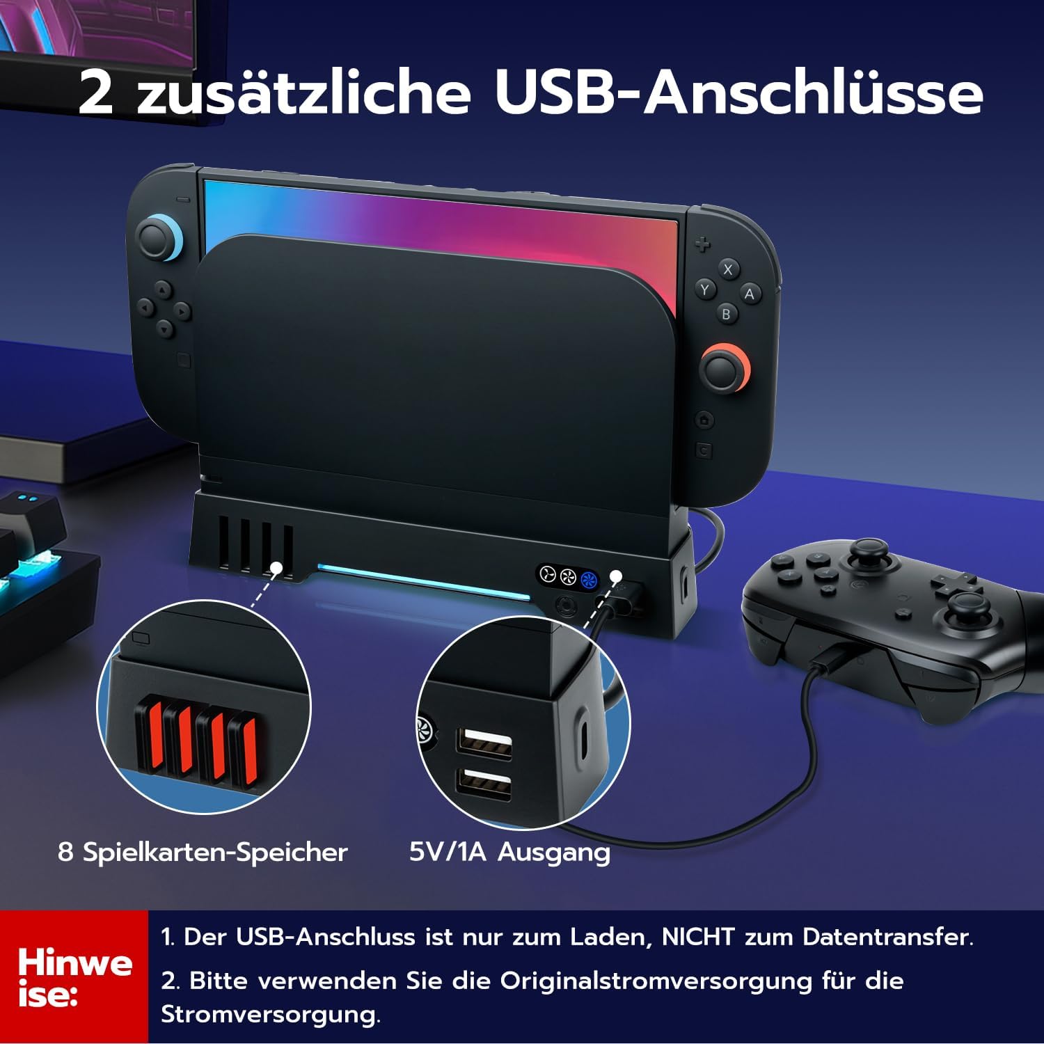 Thumbnail 5 de Kühler Standfuß für Nintendo Switch 2 mit 8 Slots