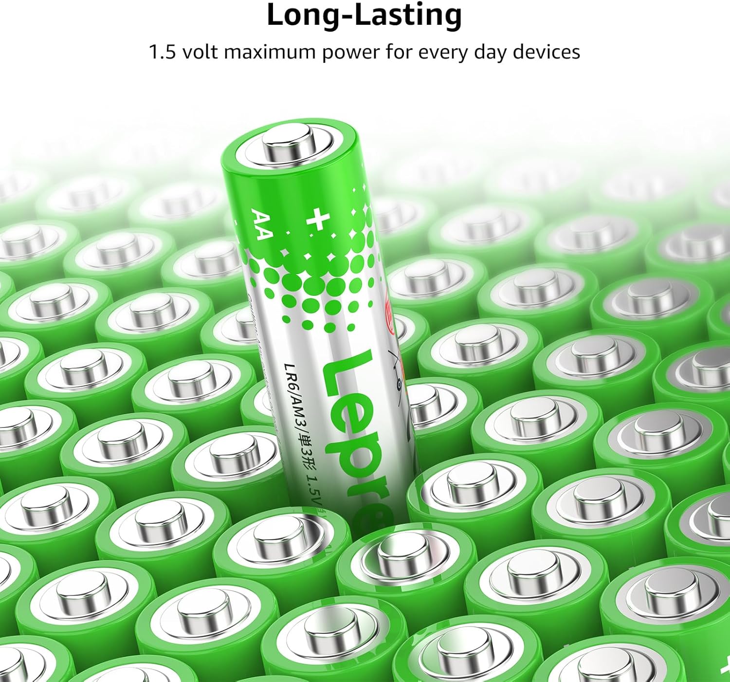 Detalle 2 de Lepro AA & AAA 48 Pack 1.5V alkaline batteries (24AA + 24AAA) with anti-leak design