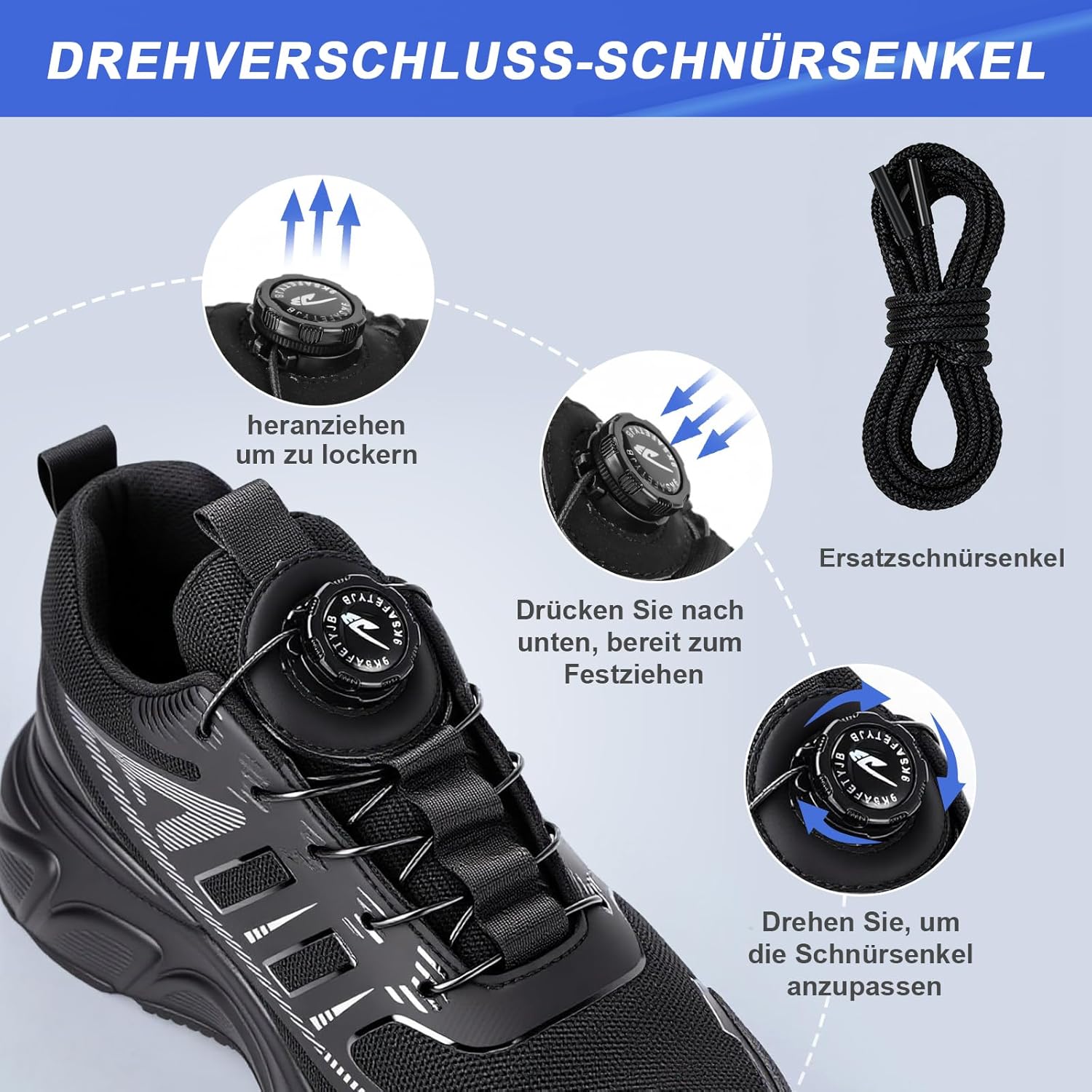 Thumbnail 1 de XIEHX Herren Arbeitsschuhe mit Stahlkappe, Drehverschluss und rutschfester EVA-Gummisohle
