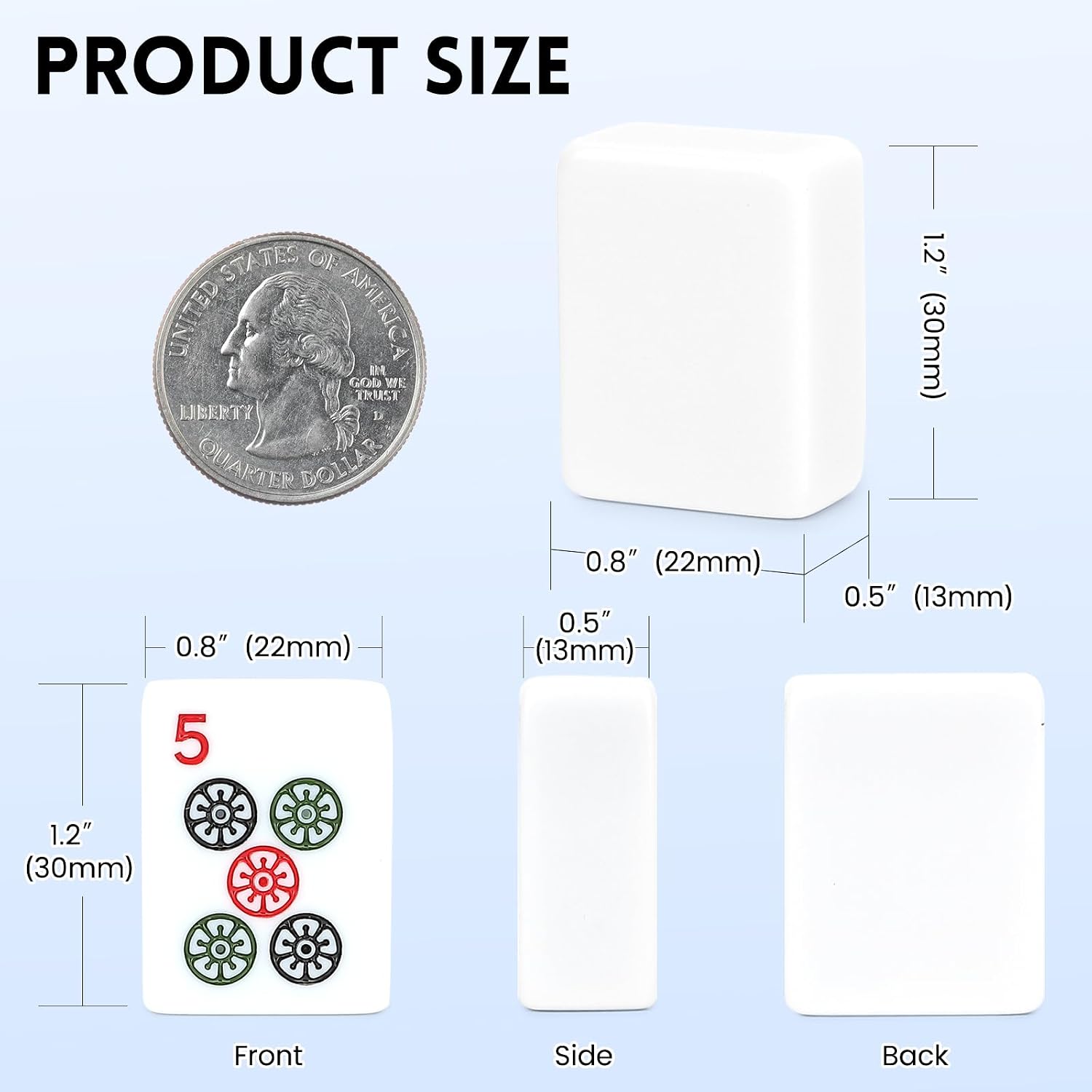 Detalle de Suncle American Mahjong Tile Set: 166 White Tiles with 4 Racks and Travel Bag