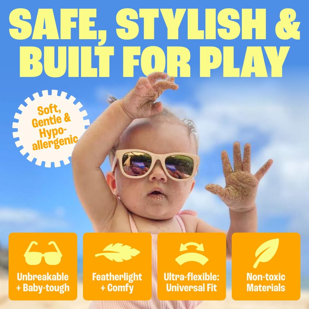 Detalle de BABY SUNNIES Lunettes de Soleil Enfant 3–8 ans – Noir, protection UV et style pour les petits explorateurs