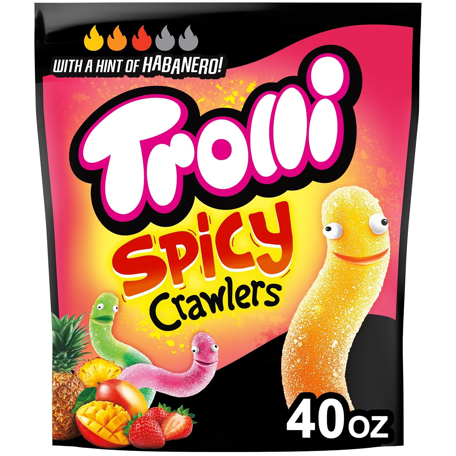 Detalle de Trolli Spicy Crawlers Gummy Worms, 40 oz Resealable Bag with Three Habanero Flavors