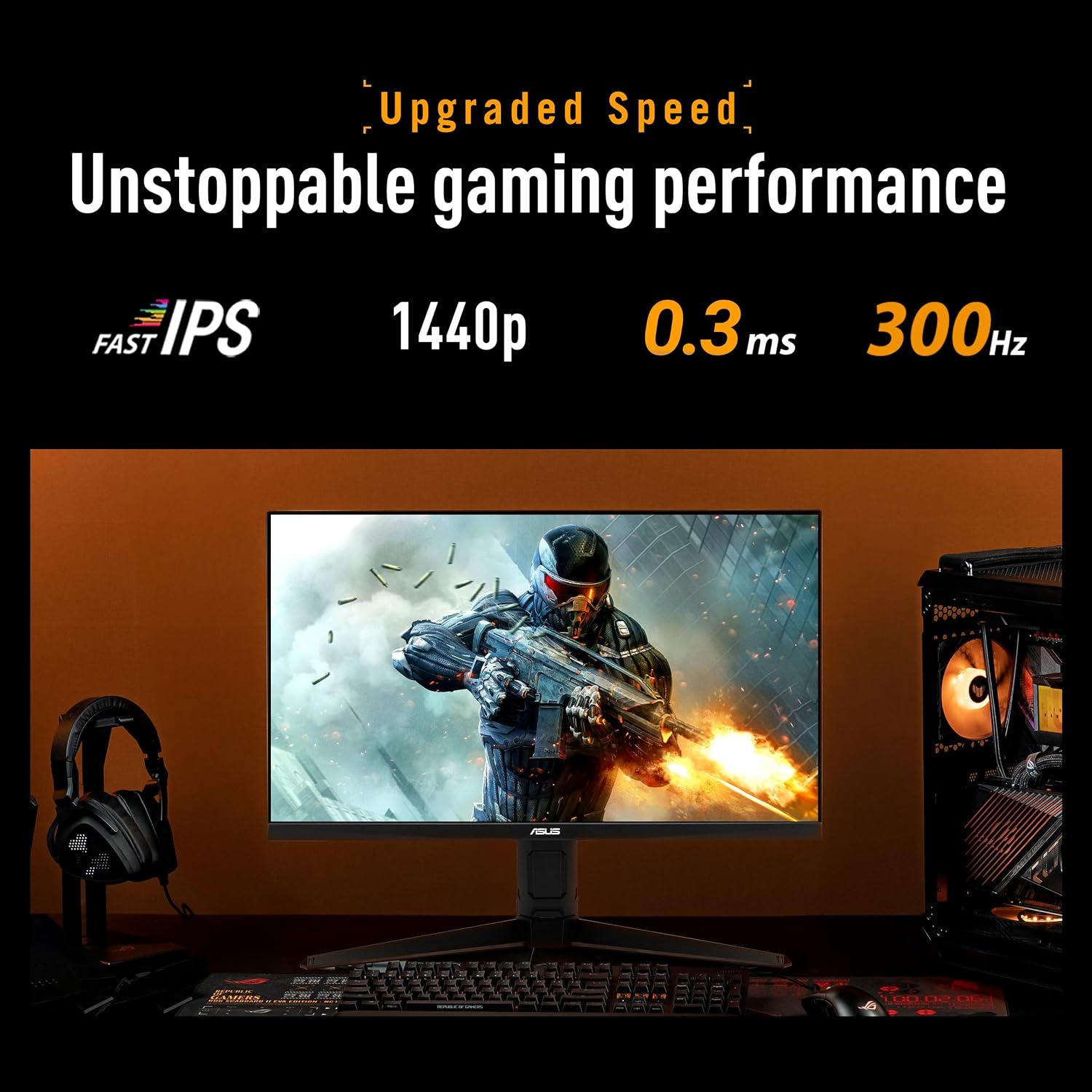 Detalle de ASUS TUF Gaming VG27AQML5A 27-inch QHD Fast-IPS 300Hz G-SYNC & FreeSync Premium gaming monitor