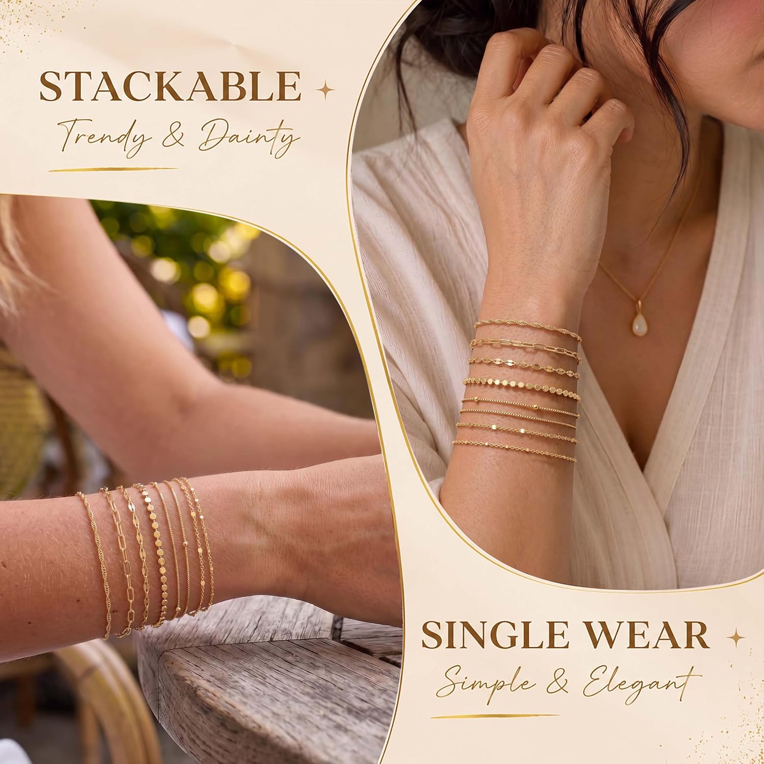 Detalle de Moodear Bracelets, 14K Gold-Plated Brass