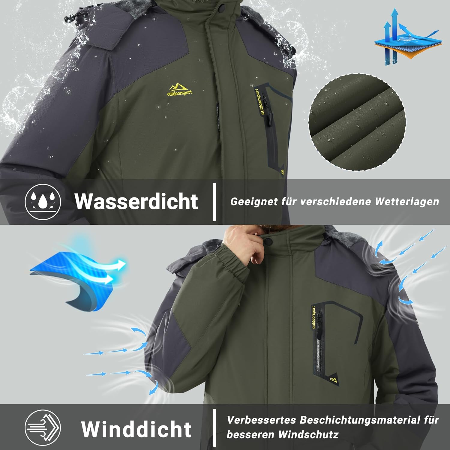 Detalle 2 de KEFITEVD Herren Skijacke atmungsaktiv