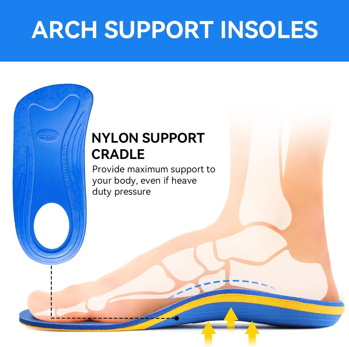Detalle de 3ANGNI Plantar Fasciitis Insoles for 220+ lb