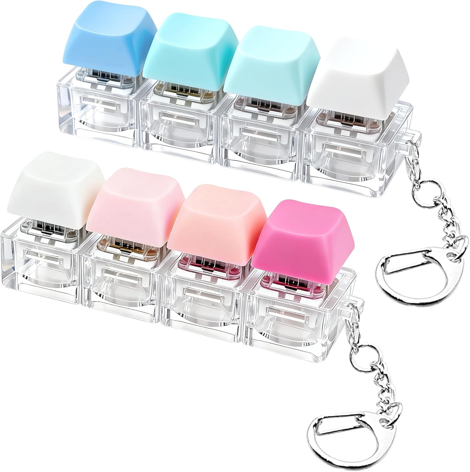 Thumbnail 6 de 2 PCS Keyboard Fidget Toys: 4-in-1 Keyboard Decompression Button Keychain (Black/White/Blue/Pink)