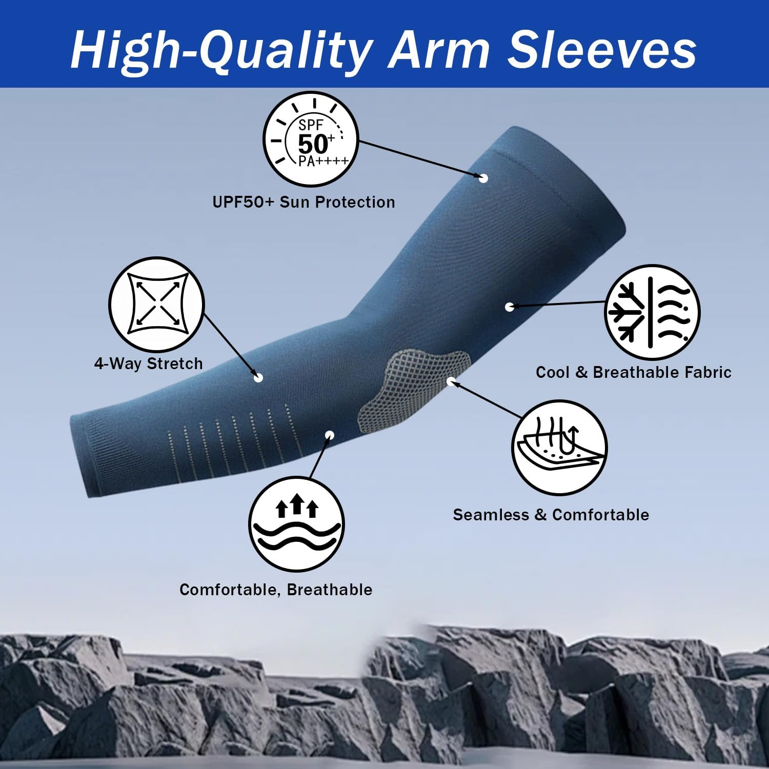 Detalle de Wuneiox Arm Sleeves UPF 50+ Cooling Compression – 4 Pack